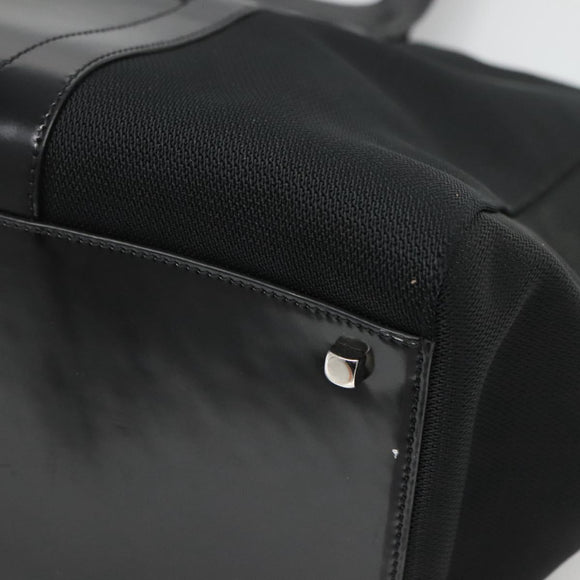 Salvatore Ferragamo Gancini Bag Canvas Leather Black Silver Auth bs24678