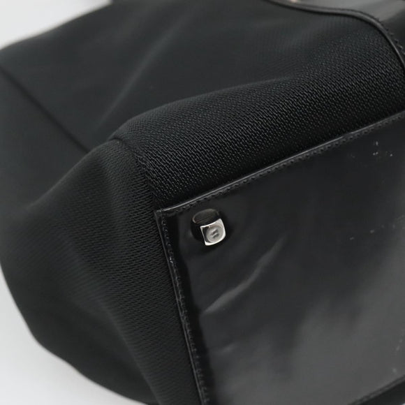 Salvatore Ferragamo Gancini Bag Canvas Leather Black Silver Auth bs24678