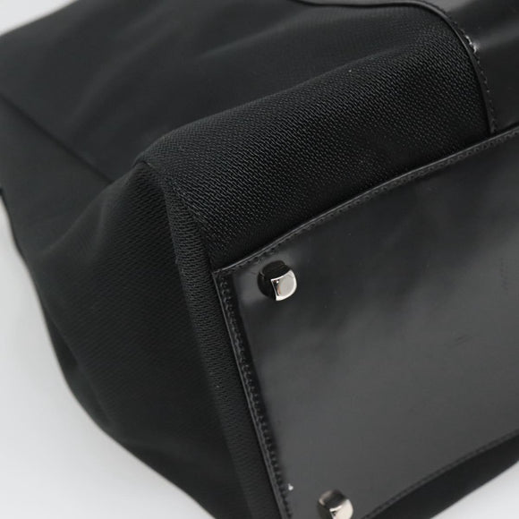 Salvatore Ferragamo Gancini Bag Canvas Leather Black Silver Auth bs24678