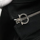 Salvatore Ferragamo Gancini Bag Canvas Leather Black Silver Auth bs24678-10
