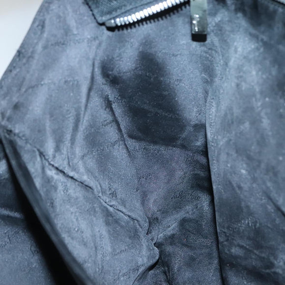 Salvatore Ferragamo Gancini Bag Canvas Leather Black Silver Auth bs24678