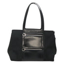 Salvatore Ferragamo Gancini Bag Canvas Leather Black Silver Auth bs24678-13