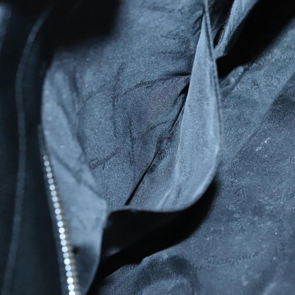 Salvatore Ferragamo Gancini Bag Canvas Leather Black Silver Auth bs24678