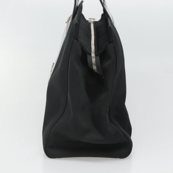 Salvatore Ferragamo Gancini Bag Canvas Leather Black Silver Auth bs24678