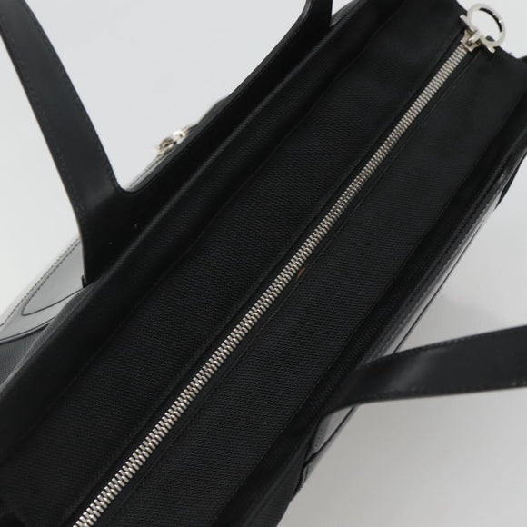 Salvatore Ferragamo Gancini Bag Canvas Leather Black Silver Auth bs24678