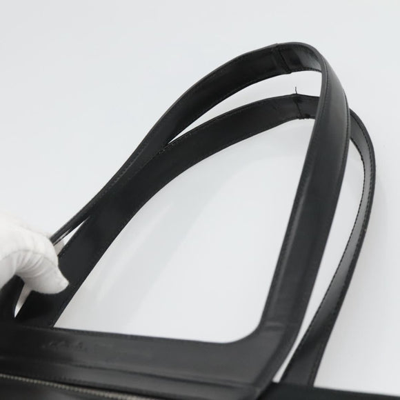 Salvatore Ferragamo Gancini Bag Canvas Leather Black Silver Auth bs24678