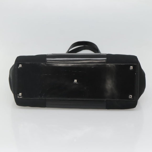 Salvatore Ferragamo Gancini Bag Canvas Leather Black Silver Auth bs24678