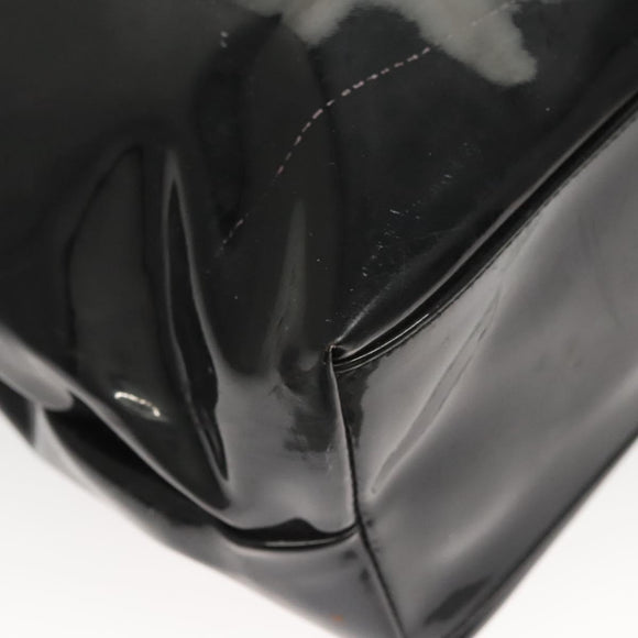 Salvatore Ferragamo Gancini Shoulder Bag Enamel Black Silver Auth bs24679