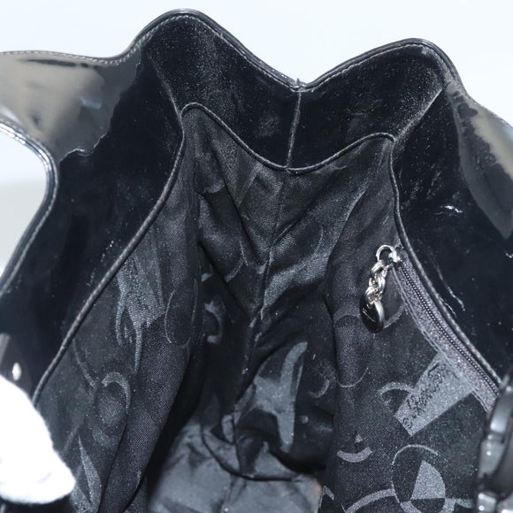 Salvatore Ferragamo Gancini Shoulder Bag Enamel Black Silver Auth bs24679