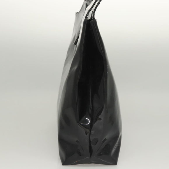 Salvatore Ferragamo Gancini Shoulder Bag Enamel Black Silver Auth bs24679