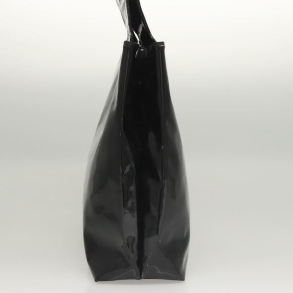 Salvatore Ferragamo Gancini Shoulder Bag Enamel Black Silver Auth bs24679