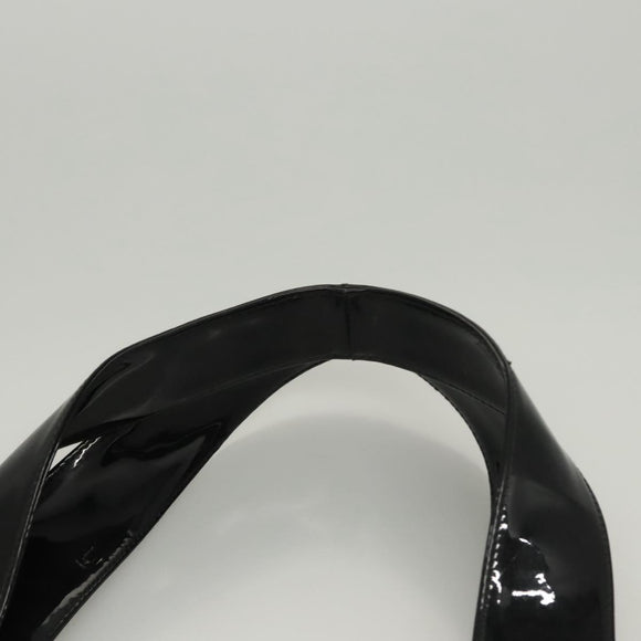 Salvatore Ferragamo Gancini Shoulder Bag Enamel Black Silver Auth bs24679