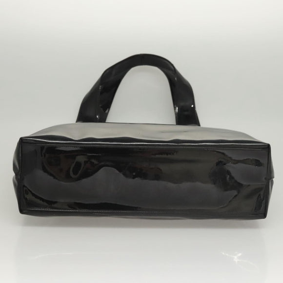 Salvatore Ferragamo Gancini Shoulder Bag Enamel Black Silver Auth bs24679