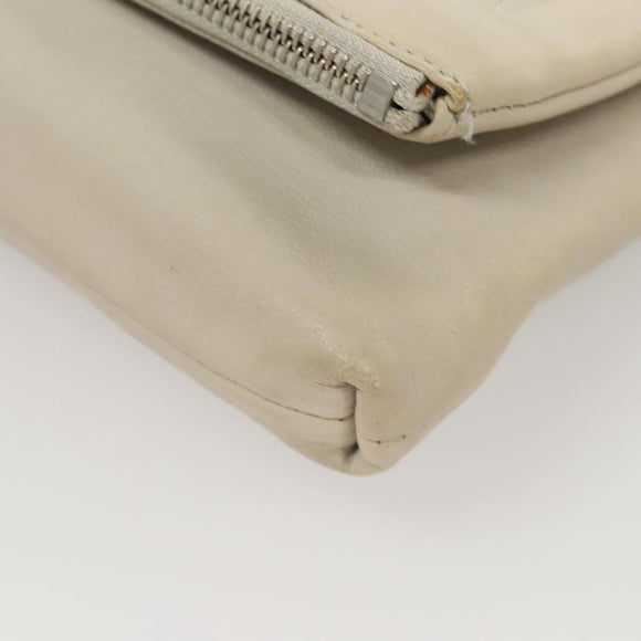 Jimmy Choo Chain Shoulder Bag Leather Gray Silver Auth bs24681