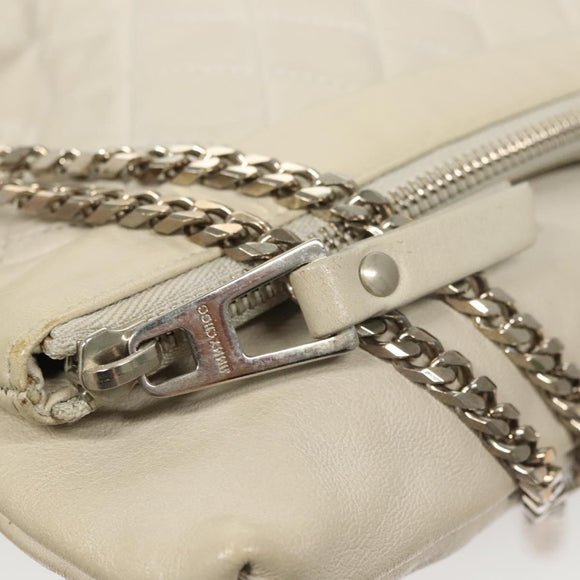 Jimmy Choo Chain Shoulder Bag Leather Gray Silver Auth bs24681