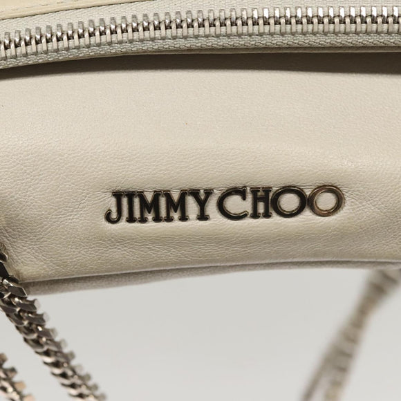 Jimmy Choo Chain Shoulder Bag Leather Gray Silver Auth bs24681