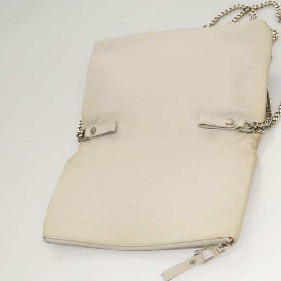 Jimmy Choo Chain Shoulder Bag Leather Gray Silver Auth bs24681