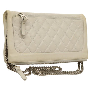 Jimmy Choo Chain Shoulder Bag Leather Gray Silver Auth bs24681