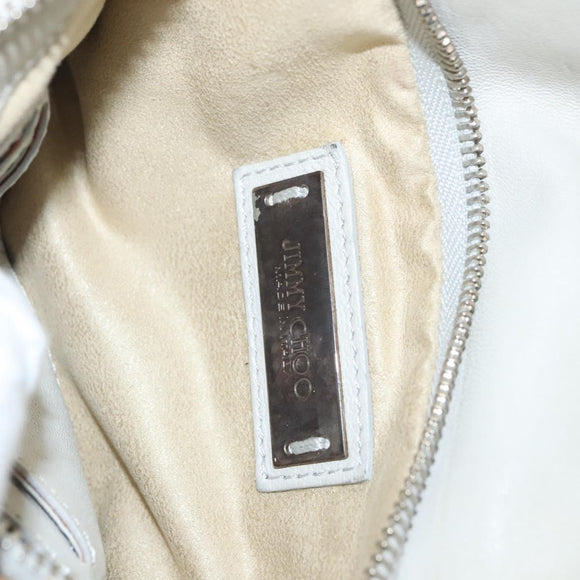 Jimmy Choo Chain Shoulder Bag Leather Gray Silver Auth bs24681