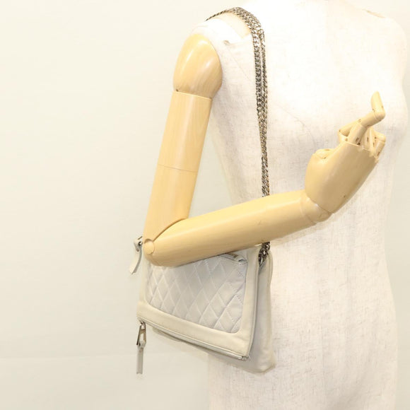 Jimmy Choo Chain Shoulder Bag Leather Gray Silver Auth bs24681