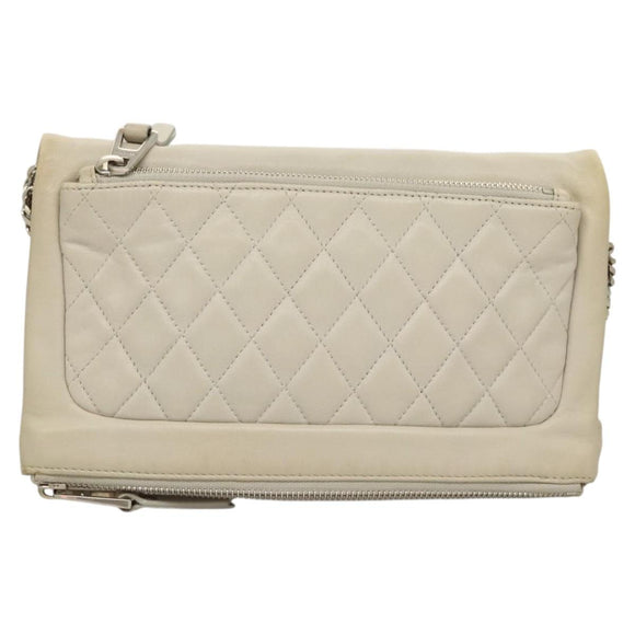 Jimmy Choo Chain Shoulder Bag Leather Gray Silver Auth bs24681