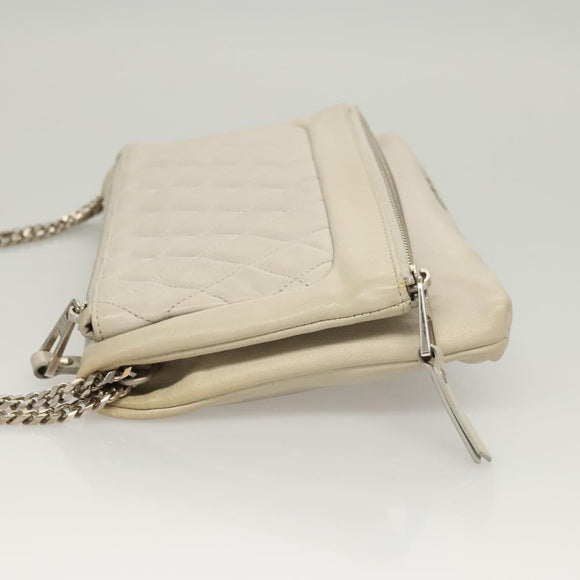 Jimmy Choo Chain Shoulder Bag Leather Gray Silver Auth bs24681