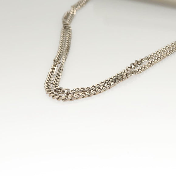 Jimmy Choo Chain Shoulder Bag Leather Gray Silver Auth bs24681
