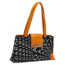 BVLGARI Shoulder Bag Canvas Black Silver Auth bs24682-1