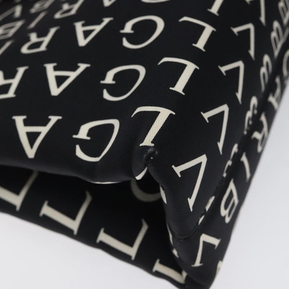 BVLGARI Shoulder Bag Canvas Black Silver Auth bs24682