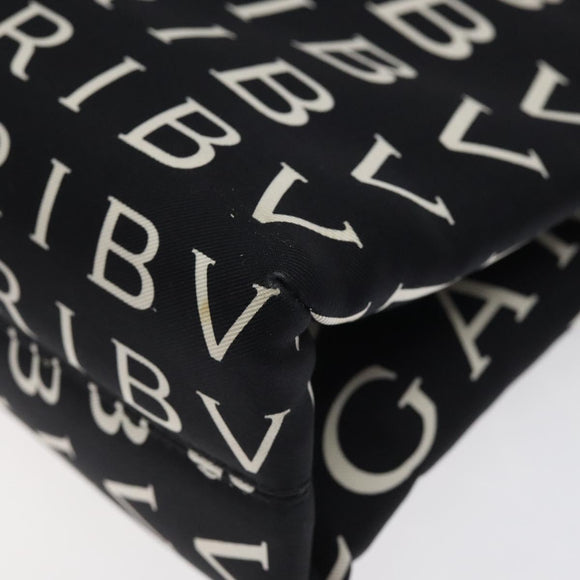 BVLGARI Shoulder Bag Canvas Black Silver Auth bs24682