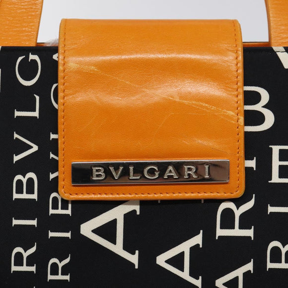 BVLGARI Shoulder Bag Canvas Black Silver Auth bs24682