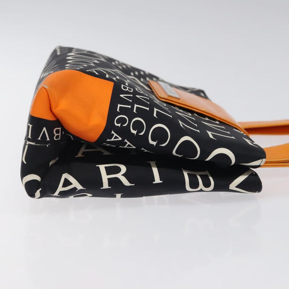 BVLGARI Shoulder Bag Canvas Black Silver Auth bs24682