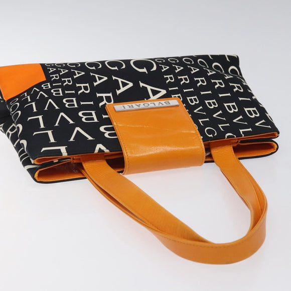 BVLGARI Shoulder Bag Canvas Black Silver Auth bs24682