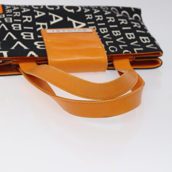 BVLGARI Shoulder Bag Canvas Black Silver Auth bs24682