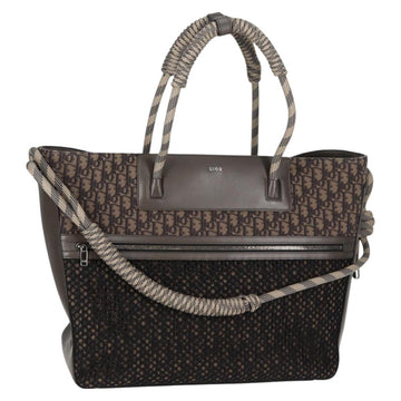 Christian Dior Tote Bag Trotter Canvas Gray Silver Auth bs24696SAM