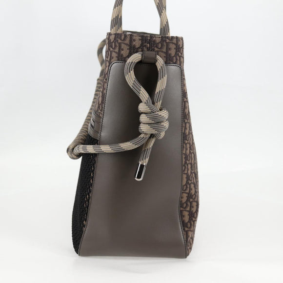 Christian Dior Tote Bag Trotter Canvas Gray Silver Auth bs24696SAM