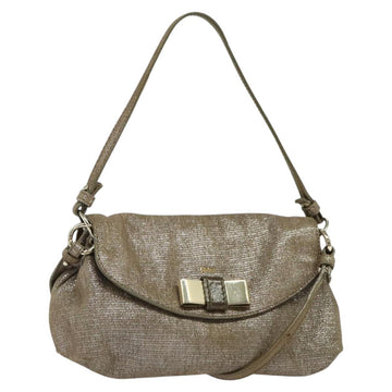Chloe Shoulder Bag Leather Beige Gold Auth bs24699