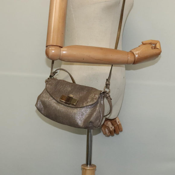 Chloe Shoulder Bag Leather Beige Gold Auth bs24699
