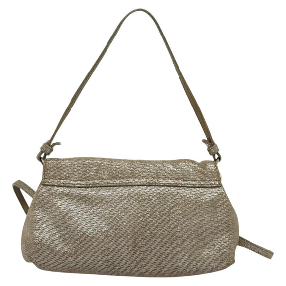 Chloe Shoulder Bag Leather Beige Gold Auth bs24699