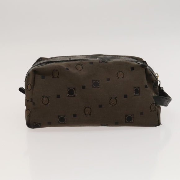 Salvatore Ferragamo Gancini Pouch Leather Canvas 2 Set Brown Black Auth bs24710