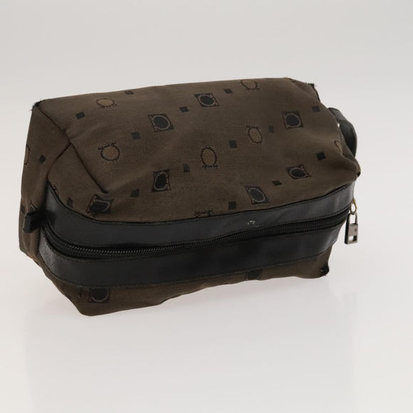 Salvatore Ferragamo Gancini Pouch Leather Canvas 2 Set Brown Black Auth bs24710