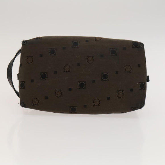 Salvatore Ferragamo Gancini Pouch Leather Canvas 2 Set Brown Black Auth bs24710