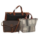 BALLY Bag PVC Canvas 3Set Black Brown gray Auth bs24711-1