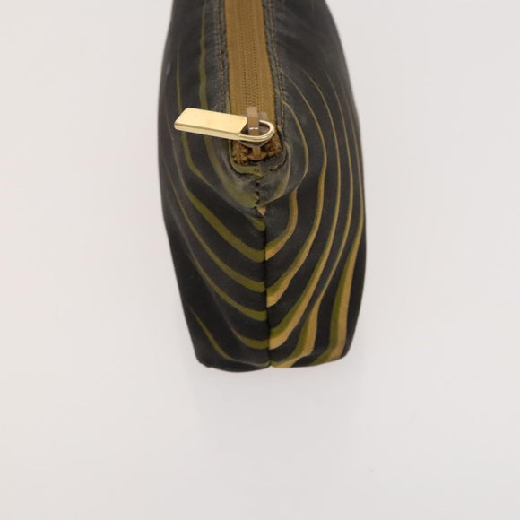 GUCCI Pouch Leather nylon 2Set Black Beige Auth bs24715