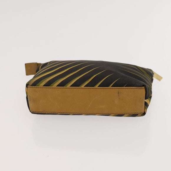 GUCCI Pouch Leather nylon 2 Set Black Beige Auth bs24715