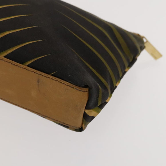 GUCCI Pouch Leather nylon 2Set Black Beige Auth bs24715