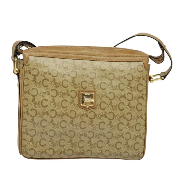 CELINE C Sulky Shoulder Bag PVC Beige Gold Auth bs24717