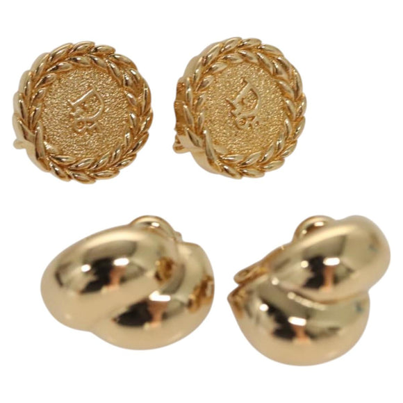 Christian Dior Earring metal 2Set Gold Auth bs24734