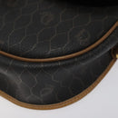 Christian Dior Honeycomb Canvas Shoulder Bag PVC Black Gold Auth bs24741-14