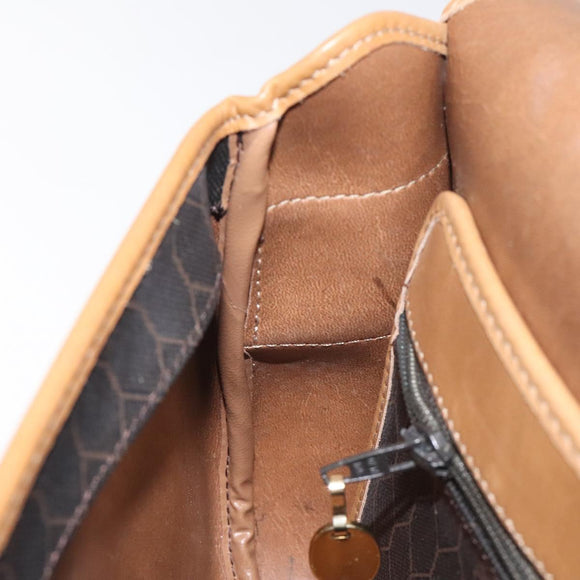 Christian Dior Honeycomb Canvas Shoulder Bag PVC Black Gold Auth bs24741